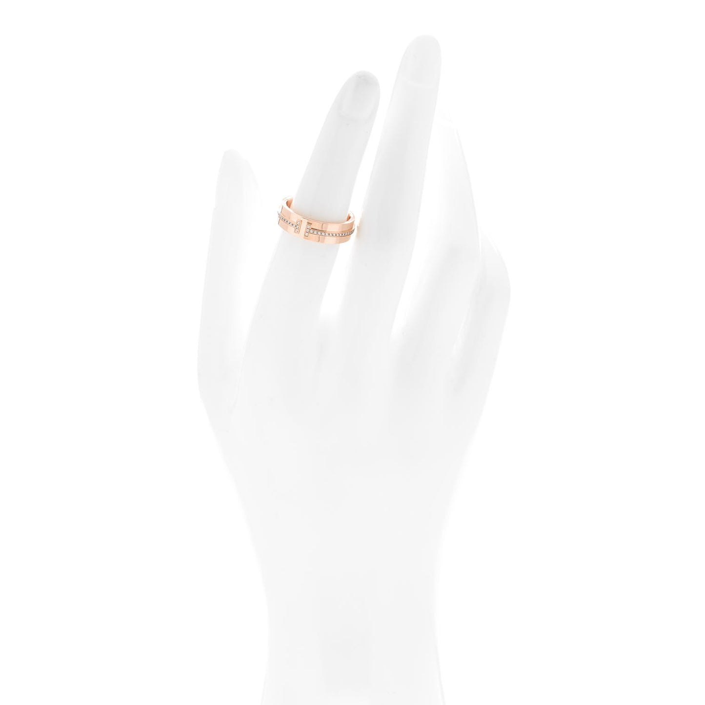 18K Rose Gold Diamond Wide T Two Ring 50 5.5