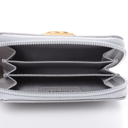 Chanel Caviar Quilted Boy Zip Around Coin Purse Wallet Grey 5 of 8