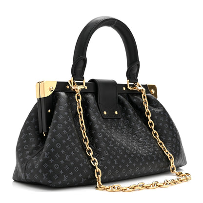 Louis Vuitton Calfskin Nanogram Embossed Clutch Black 3 of 9