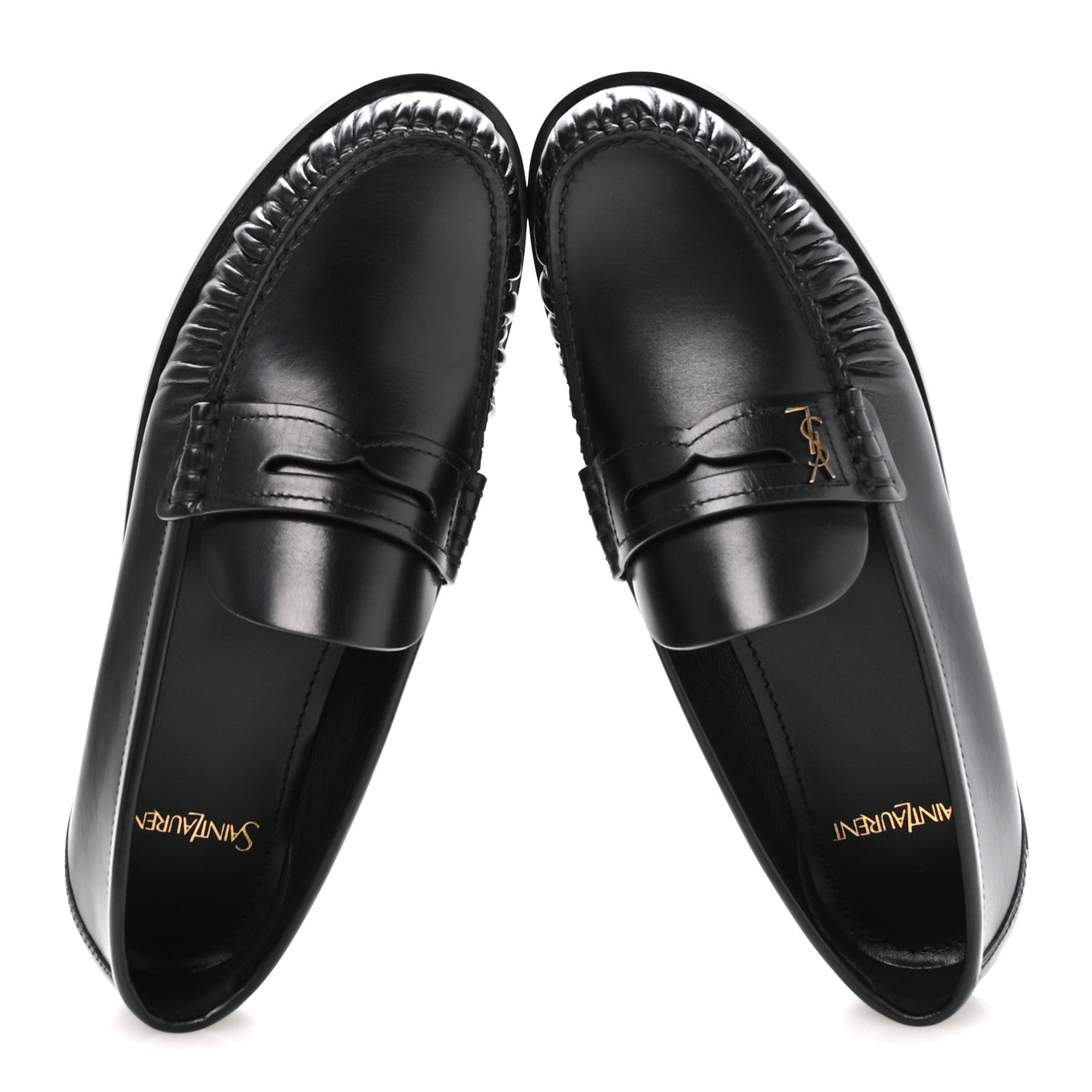 Saint Laurent Calfskin Penny Loafers 39 Black 2 of 9