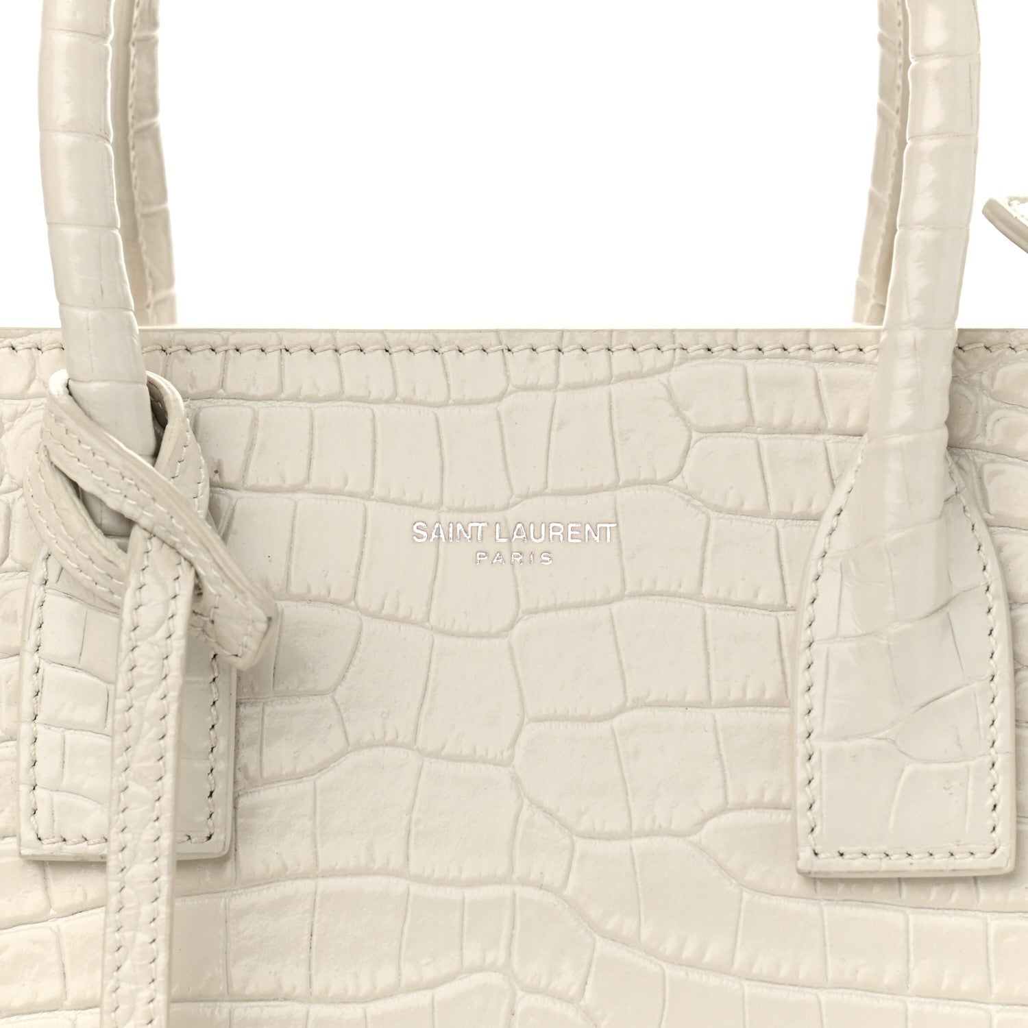 Saint Laurent Calfskin Crocodile Embossed Baby Sac De Jour Gris Perle 7 of 12