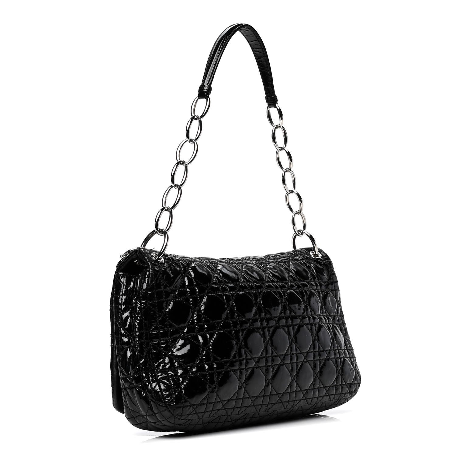 Christian Dior Patent Lambskin Cannage Rendezvous Flap Black 2 of 5