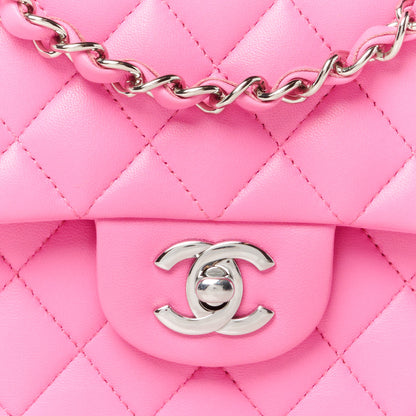 Chanel Lambskin Quilted Medium Double Flap Neon Pink 9 of 11