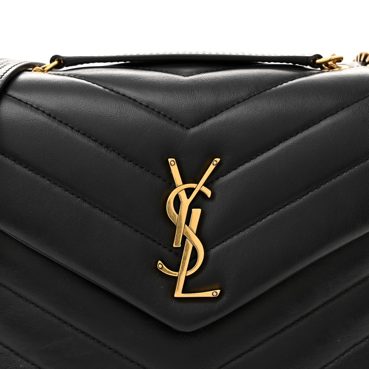 Calfskin Y Quilted Monogram Small Loulou Chain Satchel Black