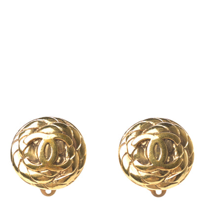 Chanel CC Button Clip On Earrings Gold 1 of 4
