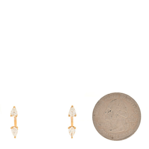 18K Yellow Gold Diamond Pear Orbit Earrings