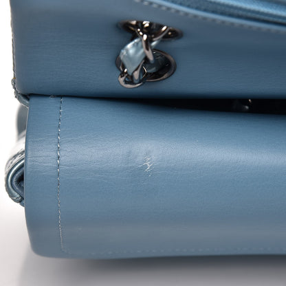 Chanel Patent Calfskin Quilted Medium Double Flap Turquoise 8 of 9