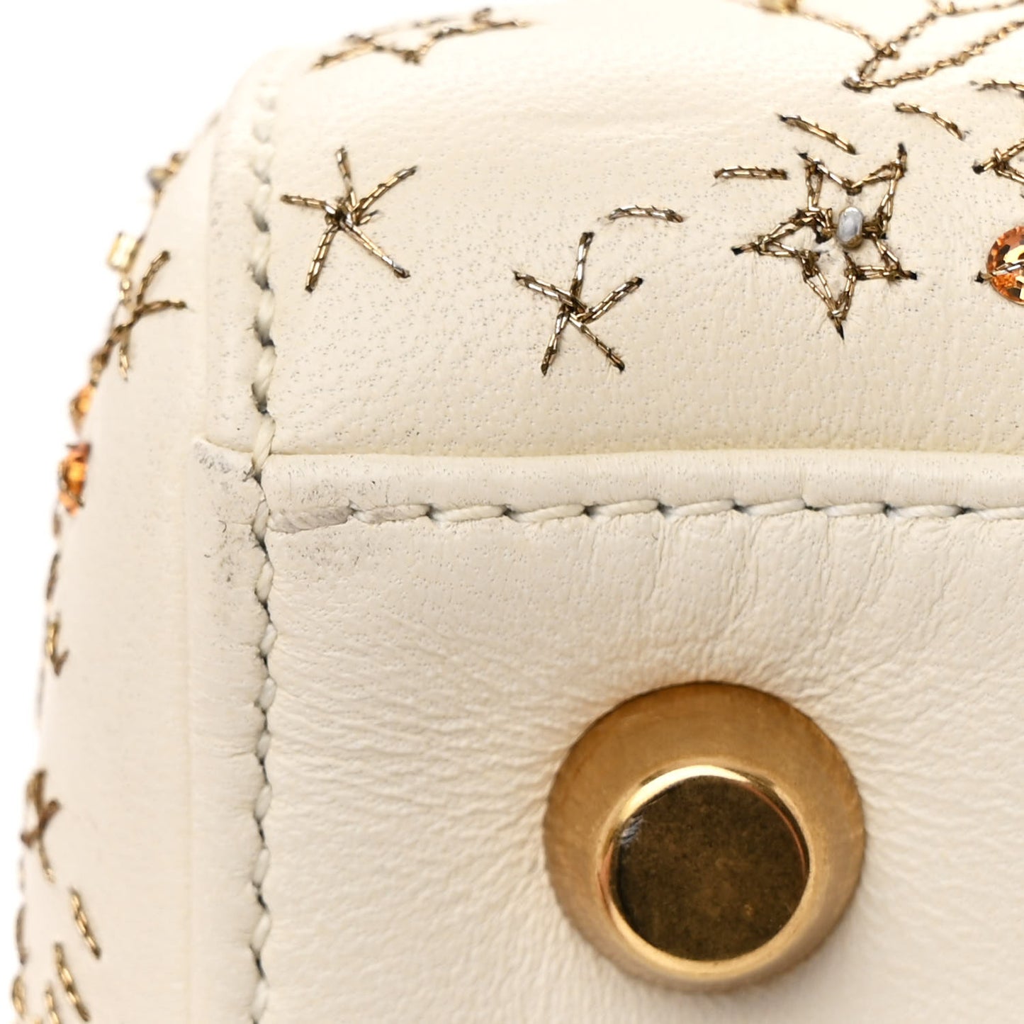 Embroidered Medium Lady Dior White Multicolor