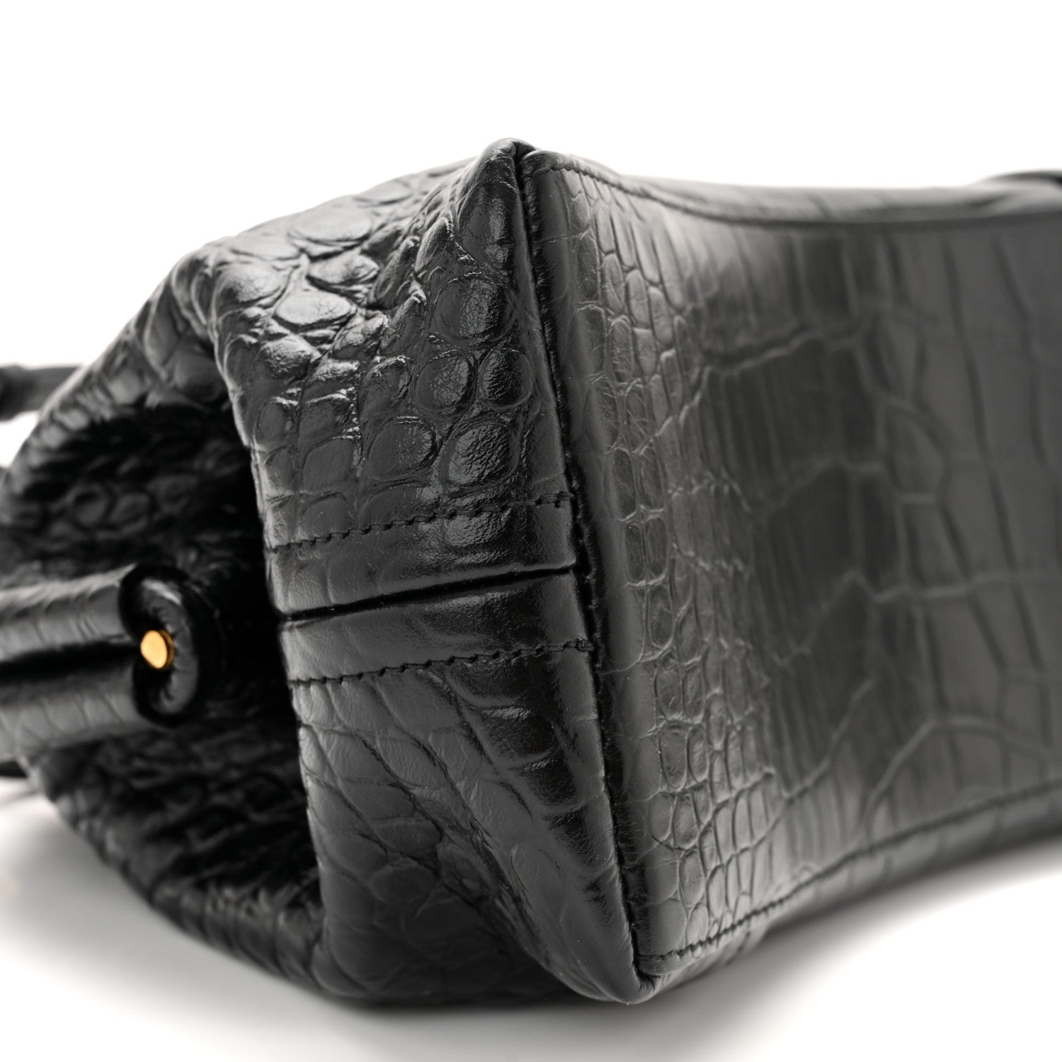 Balenciaga Extra Supple Calfskin Crocodile Embossed Small Editor Bag Black 8 of 9