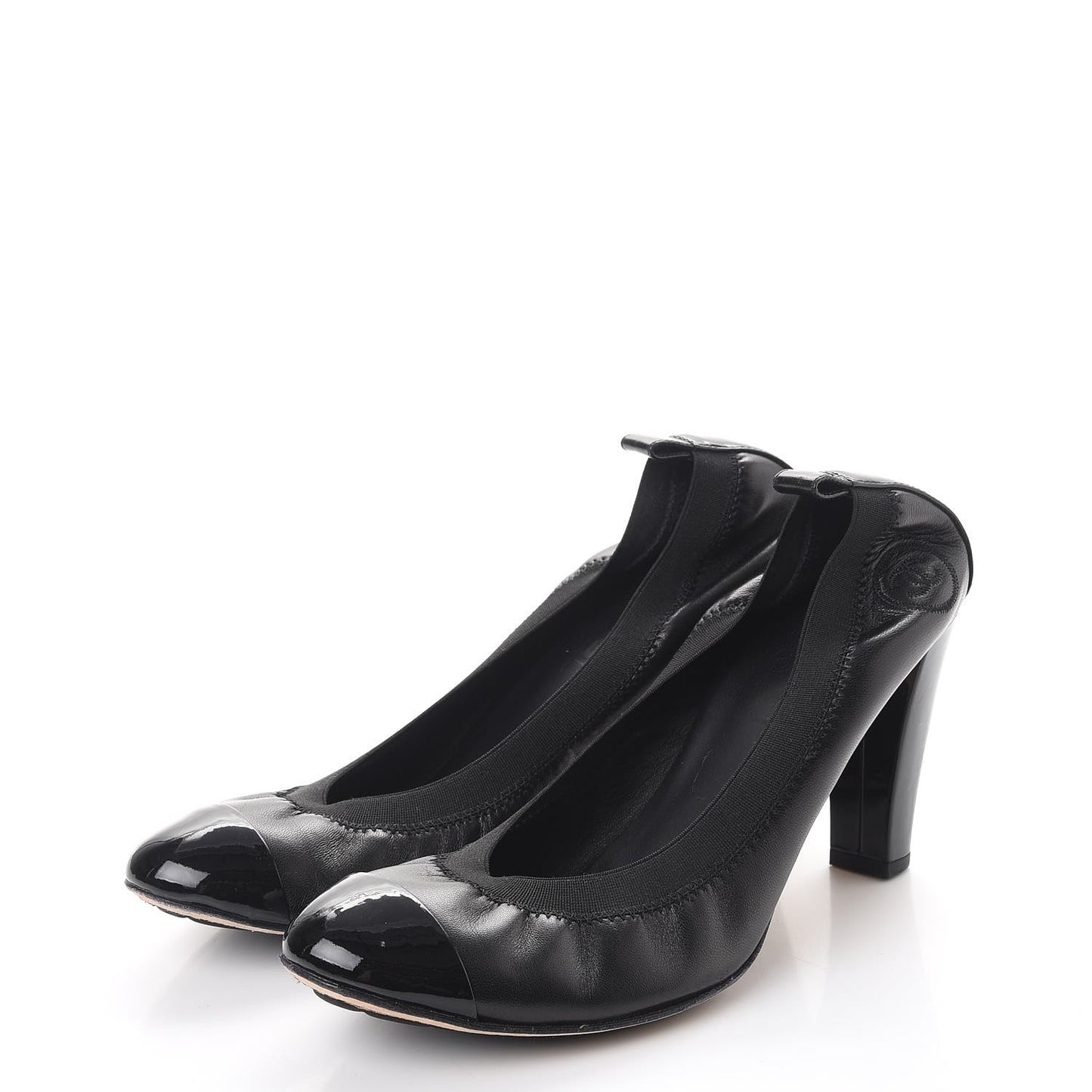 Lambskin Patent Elastic Stretch CC Pumps 40 Black