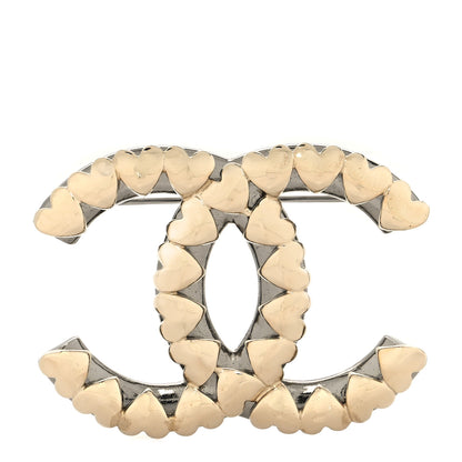 Chanel Metal Ruthenium CC Heart Brooch Gold 1 of 3