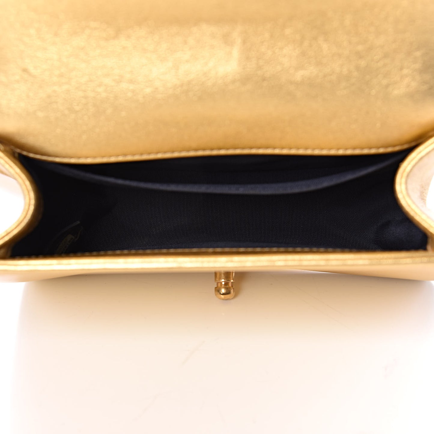 Metallic Lambskin Embossed Small Cube Boy Flap Gold