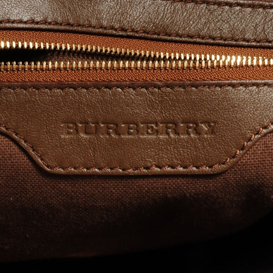 Stitched Leather Bridle Calfskin Tote Dark Tan