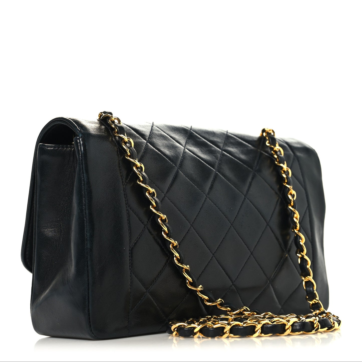 Lambskin Quilted Medium Single Flap Black