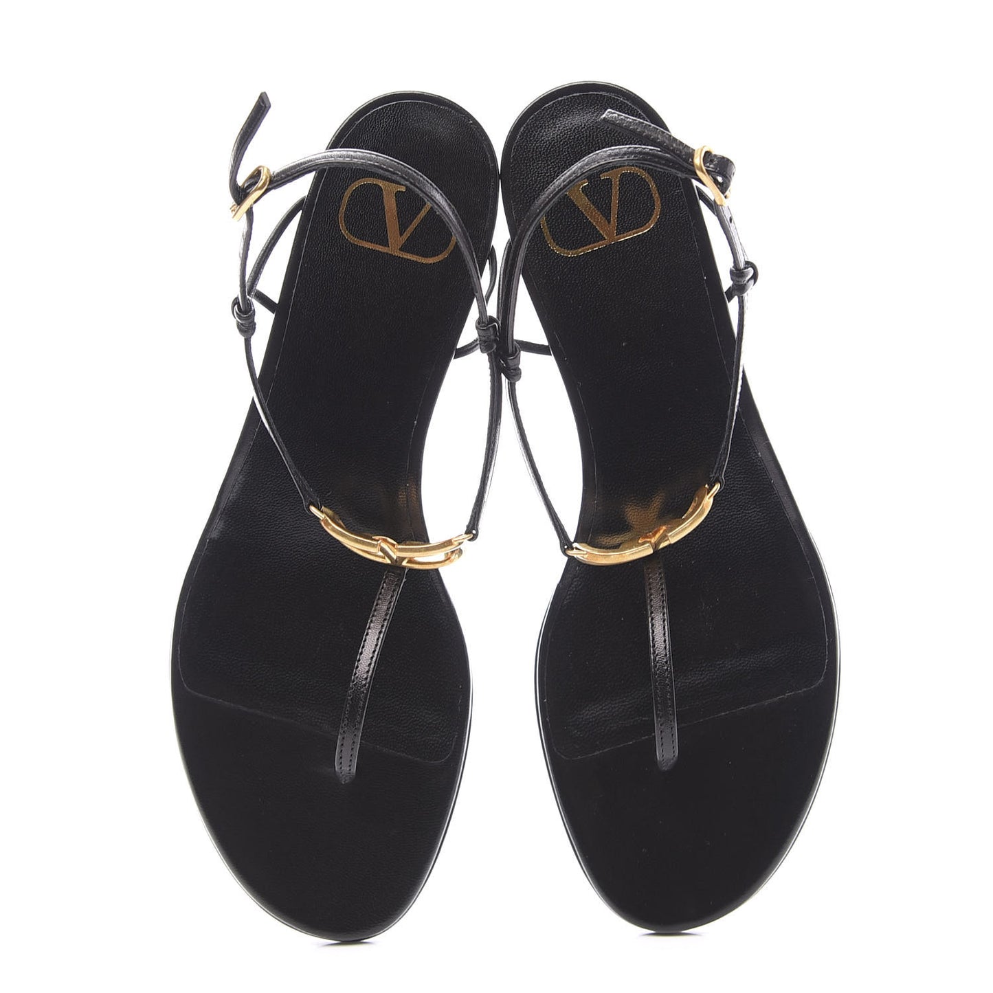 Calfskin Vlogo Slingback Low Heel Thong Sandals 37 Black