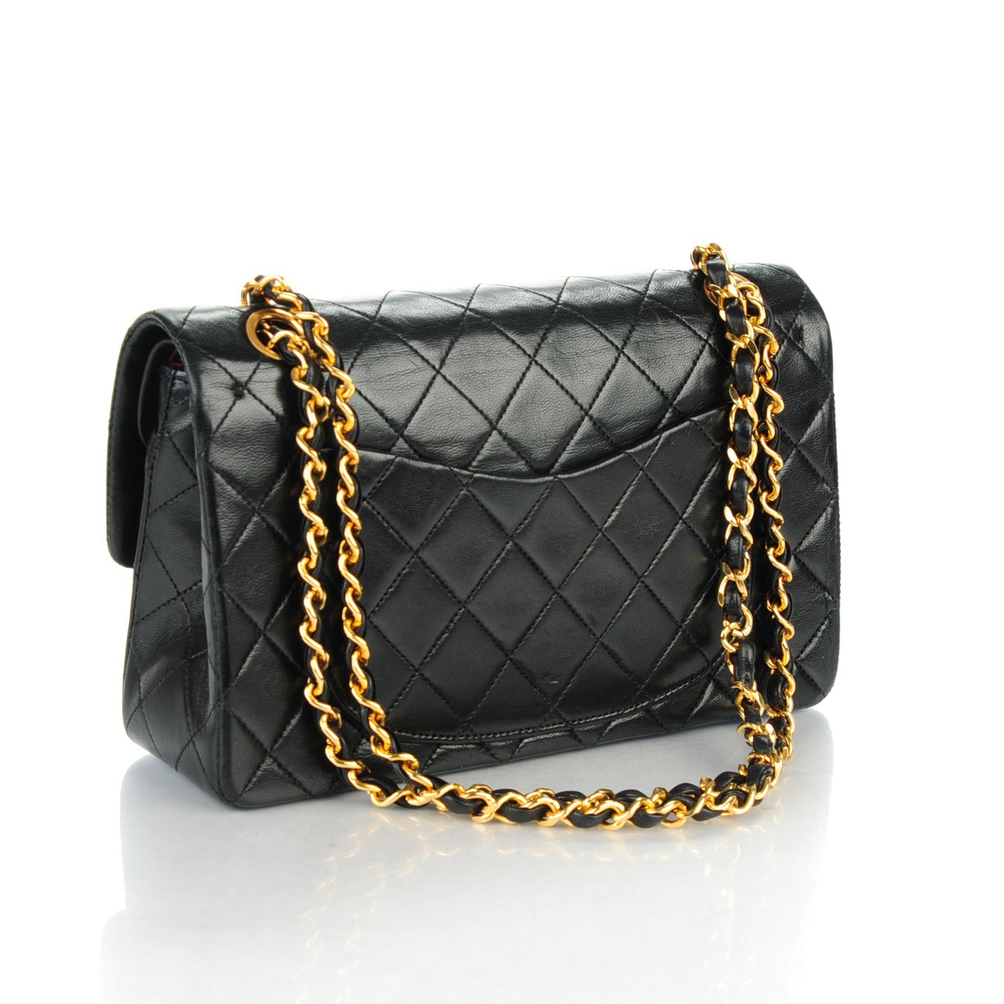 Lambskin Quilted Small Double Flap Black