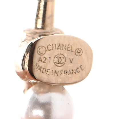 Chanel Pearl Charms CC Hoop Earrings Gold 5 of 5