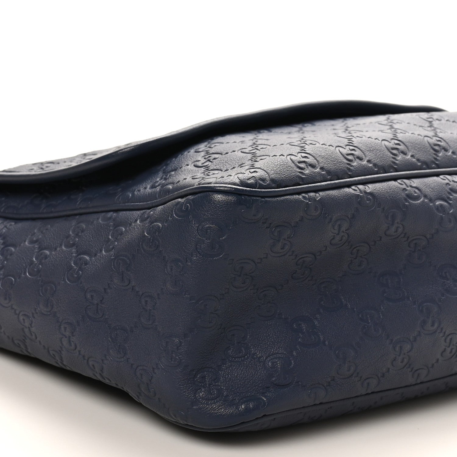 Gucci Guccissima Medium Flap Messenger Bag Blue 9 of 10