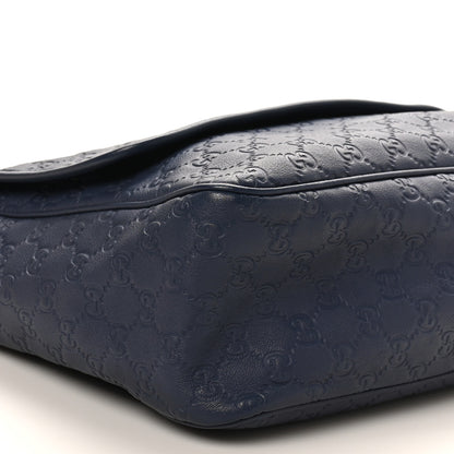 Gucci Guccissima Medium Flap Messenger Bag Blue 9 of 10