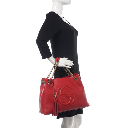 Gucci Cellarius Calfskin Medium Soho Chain Shoulder Bag Vibrant Red 2 of 9
