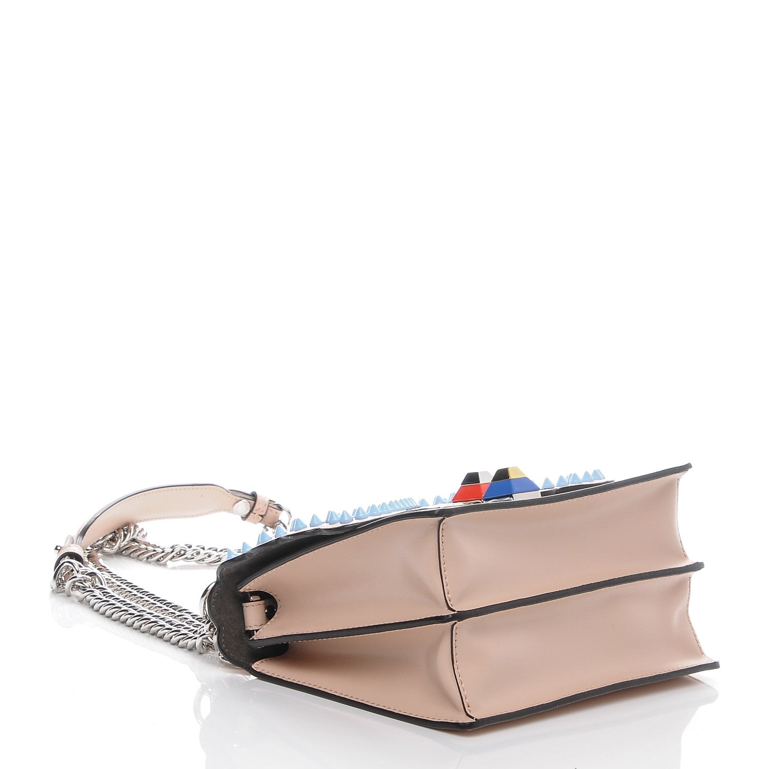 Fendi Vitello Liberty Scalloped Studded Flowers and Bows Small Kan I Shoulder Bag Plaster Multicolor 4 of 6
