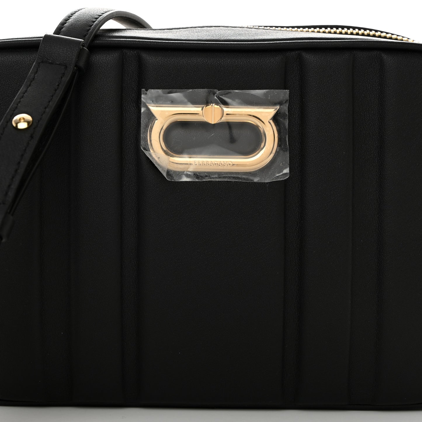 Calfskin Quilted Medium Gancini Camera Case Black