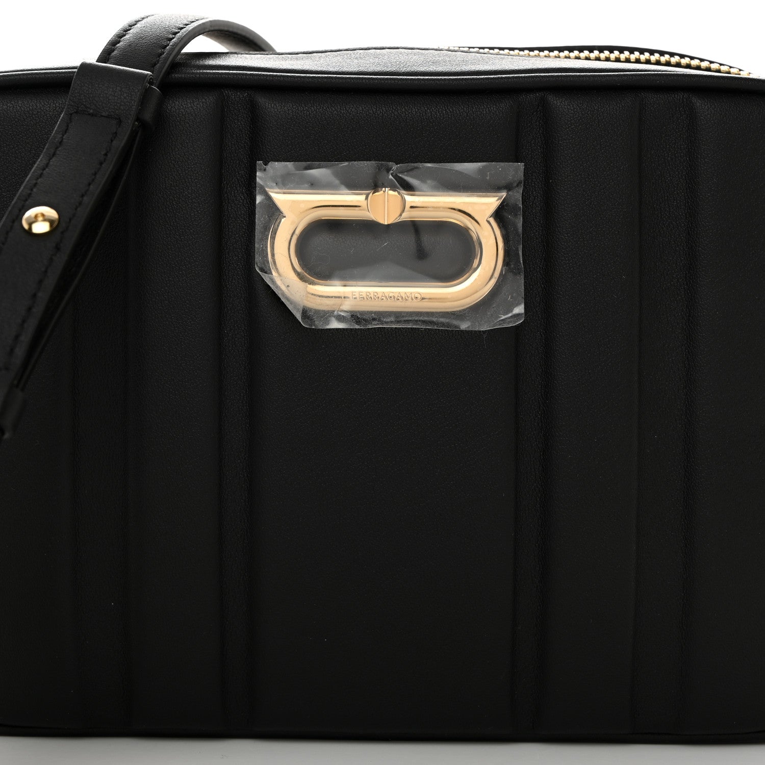 Salvatore Ferragamo Calfskin Quilted Medium Gancini Camera Case Black 8 of 10