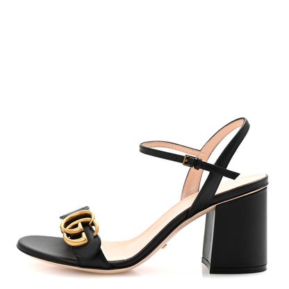 Gucci Lifford Calfskin GG Marmont Ankle Wrap 75mm Sandals 36.5 Black 1 of 9