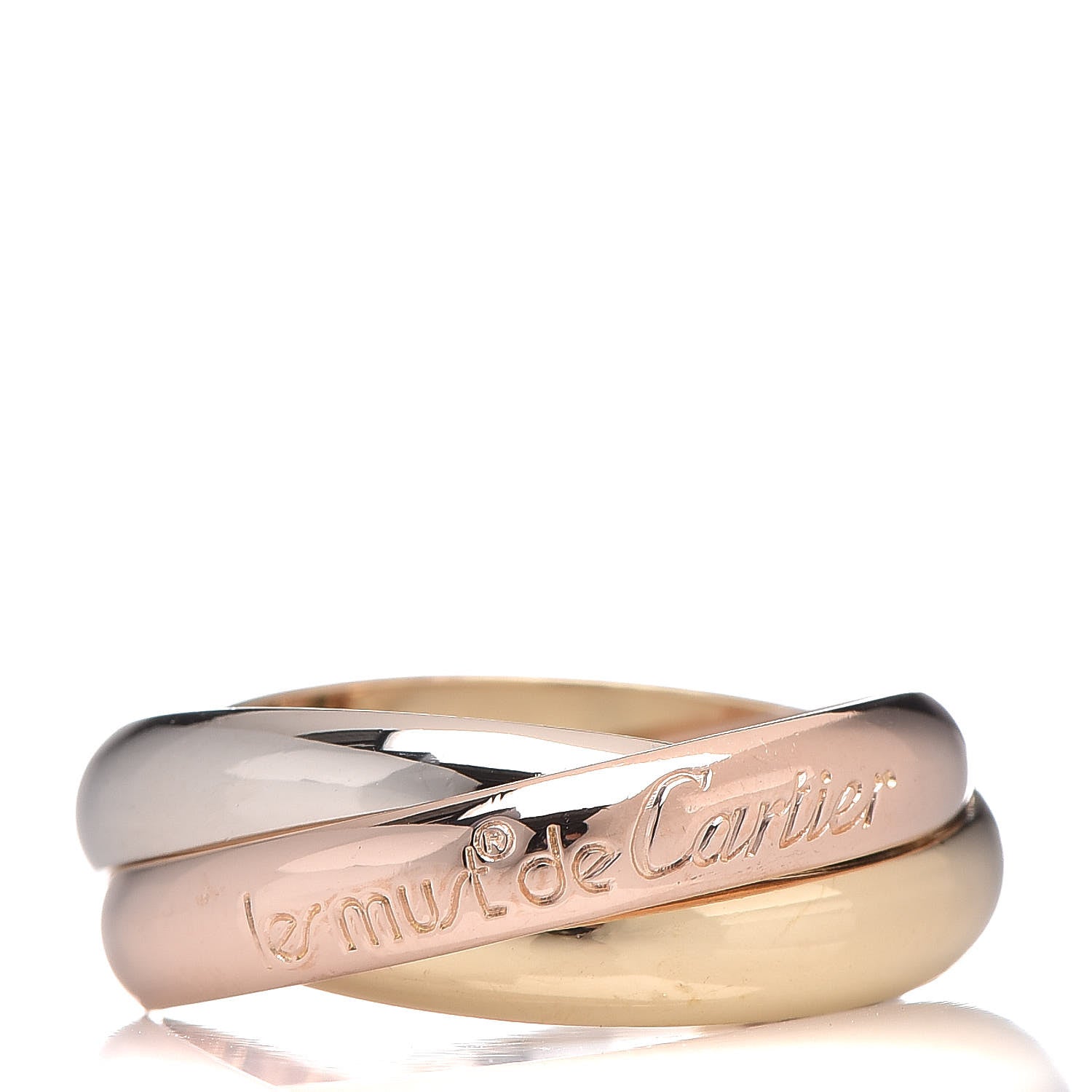 Cartier 18K Pink Yellow White Gold Classic Les Must De Trinity Ring 53 6.5 1 of 7