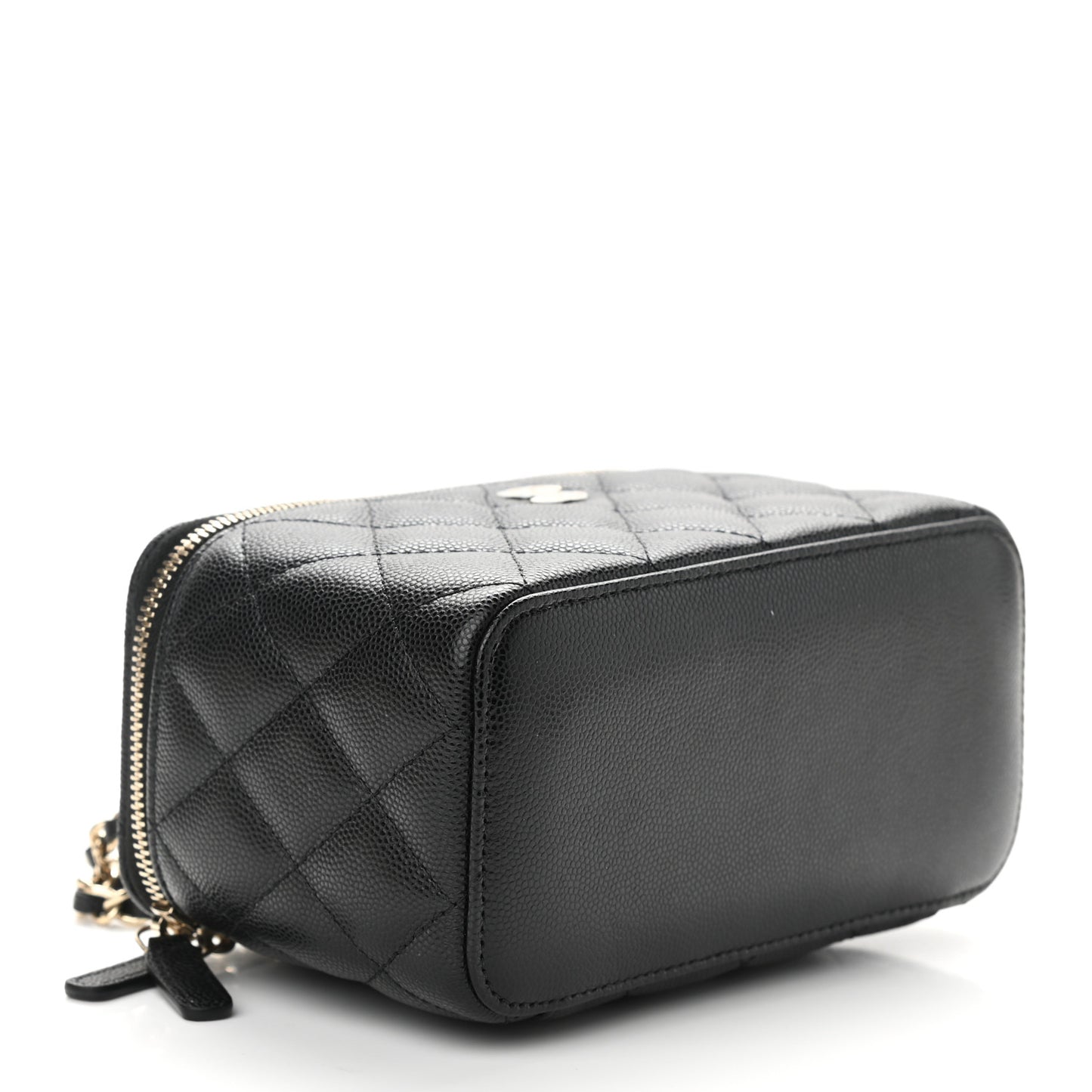 Caviar Quilted Small Vanity Case With Chain Black