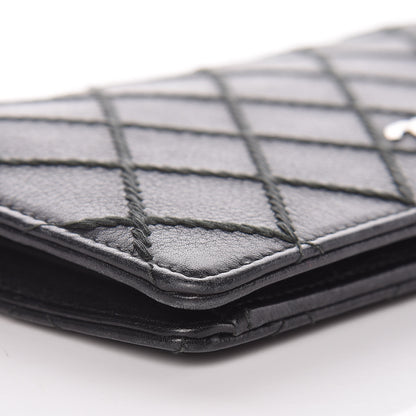 Chanel Calfskin Diamond Stitched Yen Wallet Black 10 of 14