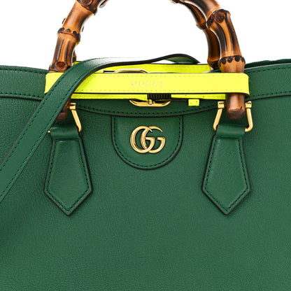 Gucci Wonka Grain Calfskin Small Diana Tote Bag Green Yellow Fluo 8 of 13