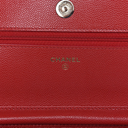 Chanel Caviar Quilted Wallet on Chain WOC Red 6 of 12