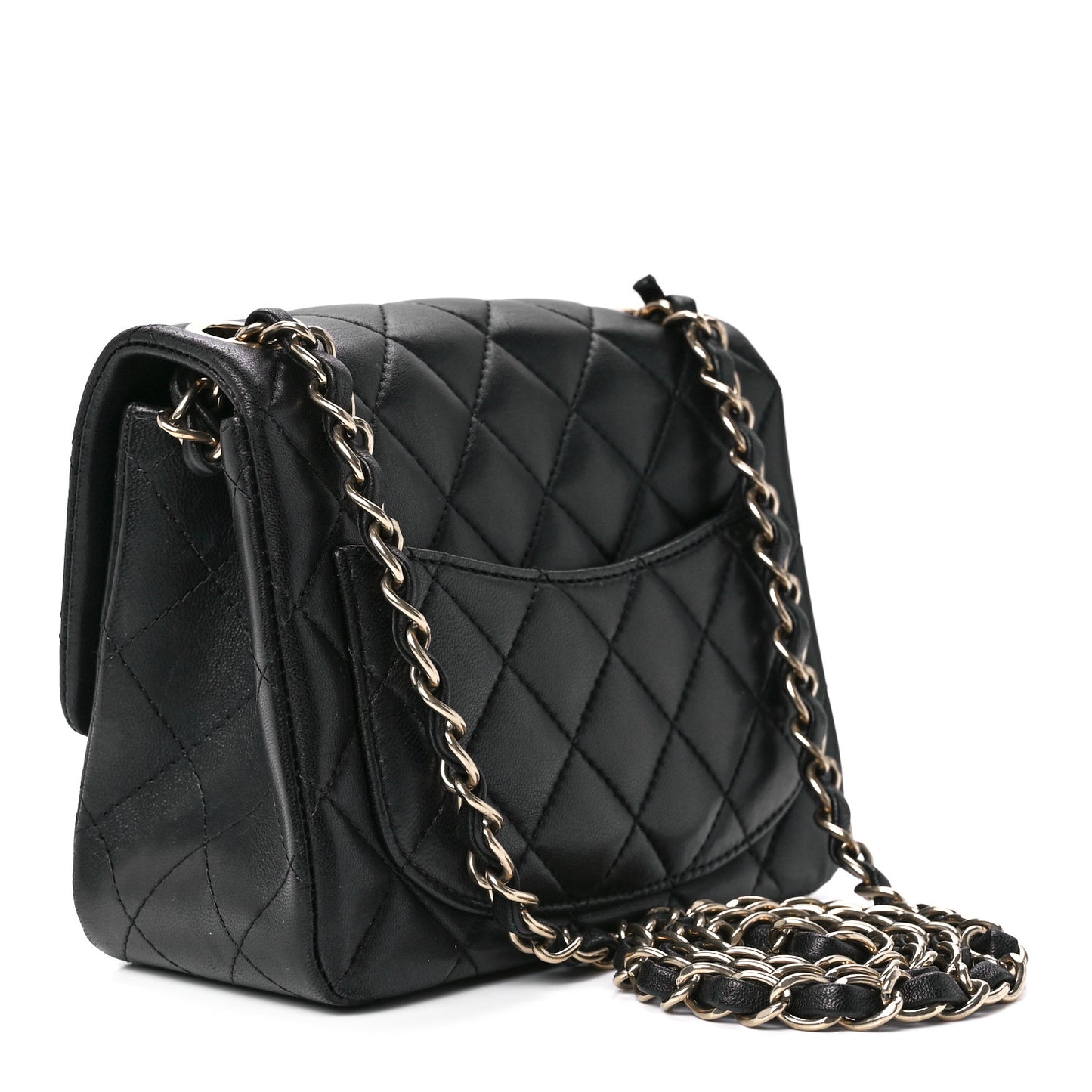 Lambskin Quilted Mini Square Flap Black