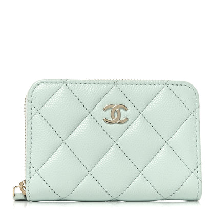 Chanel Caviar Quilted Zip Coin Purse Light Green 1 of 7