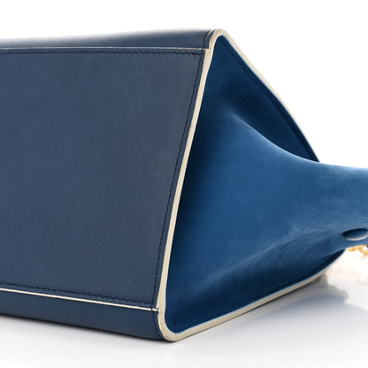 Celine Drummed Calfskin Suede Small Trapeze  Blue 10 of 11
