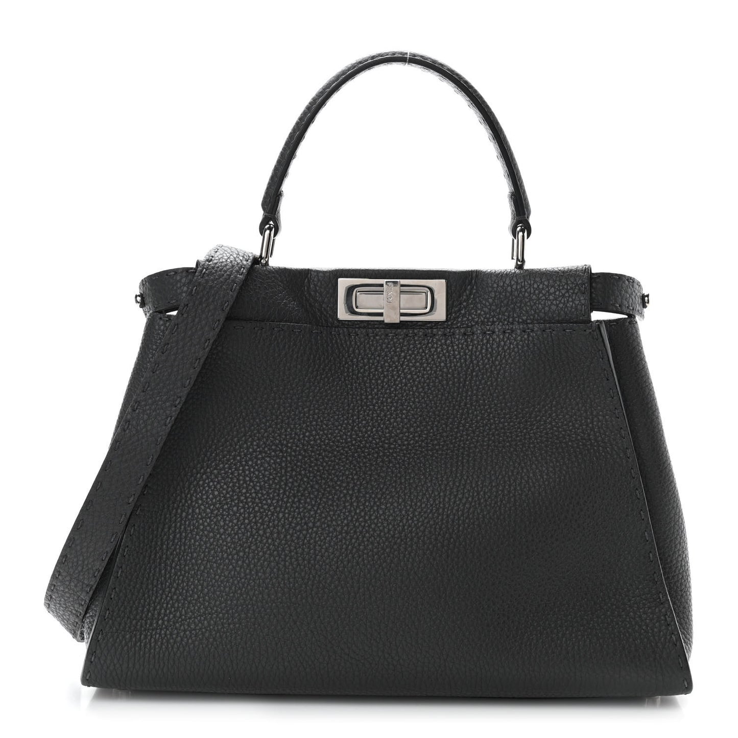Cuoio Romano Selleria Bi-Color Medium Peekaboo Iconic Satchel Asfalto Latte