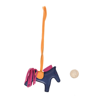 Hermes Milo Lambskin Grigri Rodeo Horse Bag Charm PM Bleu Saphir Rose Pourpre Bouton D'Or 2 of 5