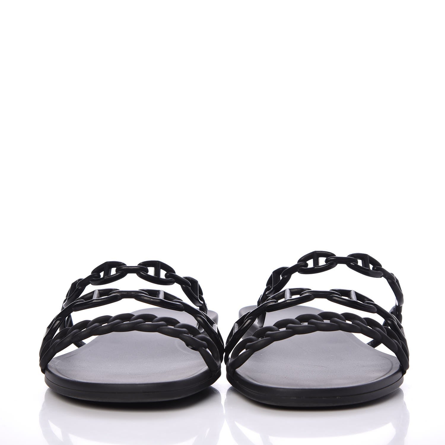 Hermes Rubber Chaine d'Ancre Rivage Sandals 39 Black 2 of 8