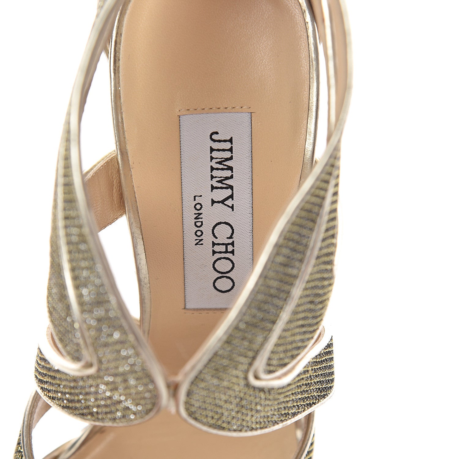 Jimmy Choo Lame Glitter Collar Sandal 37 Light Bronze 5 of 7