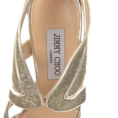 Jimmy Choo Lame Glitter Collar Sandal 37 Light Bronze 5 of 7