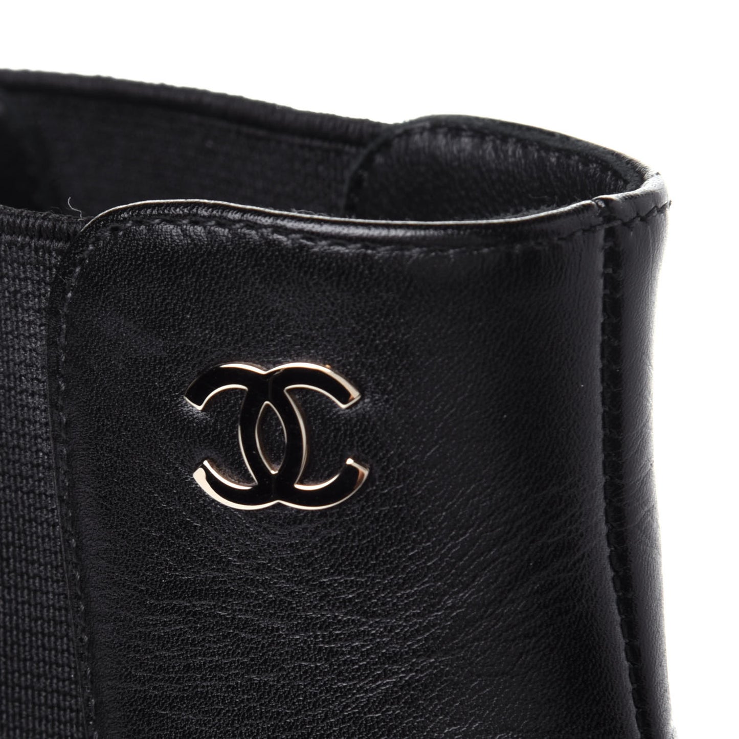 Calfskin Elastic Short Boots 39 Black