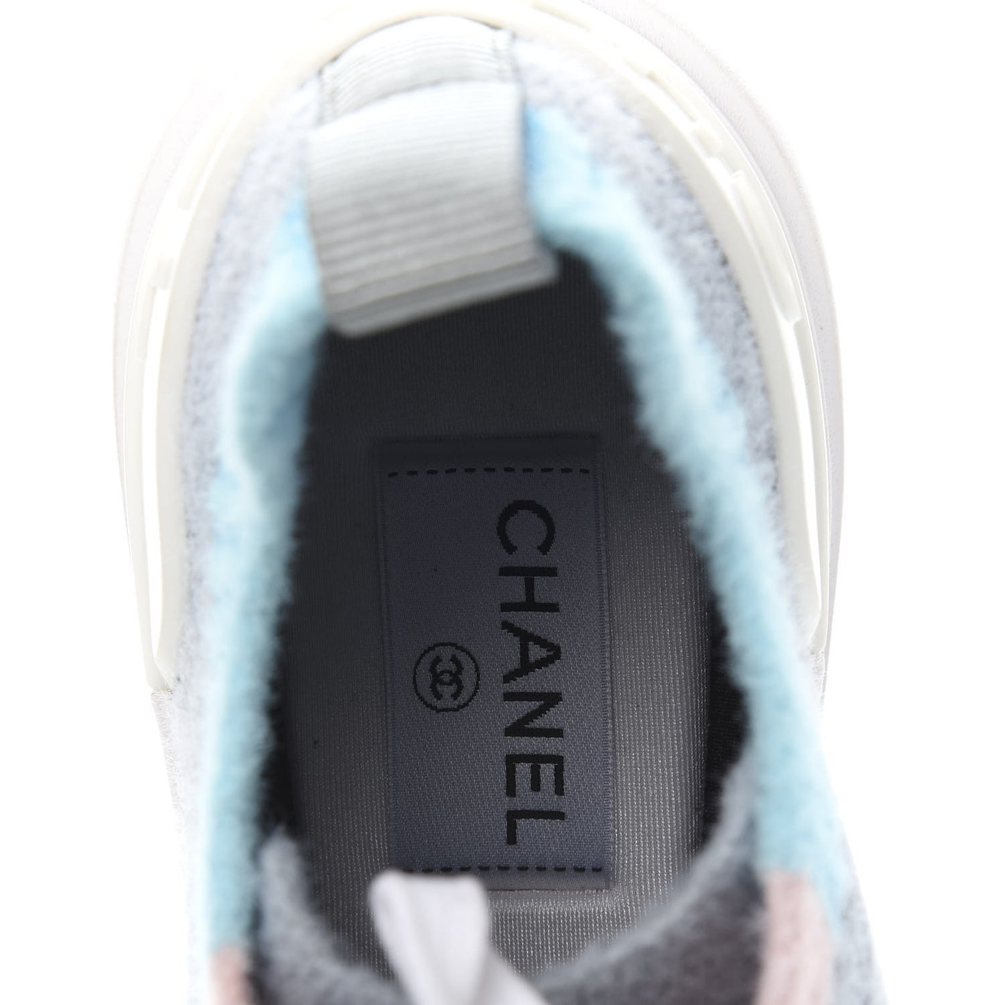 Mixed Fabrics Knit Sneakers 39.5 Grey Pink Blue