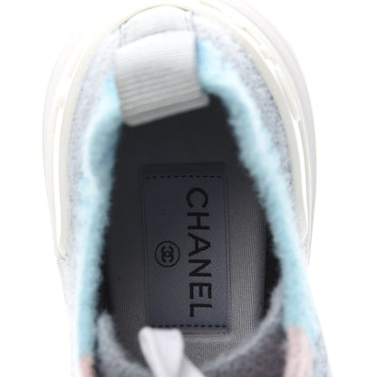 Chanel Mixed Fabrics Knit Sneakers 39.5 Grey Pink Blue 7 of 9
