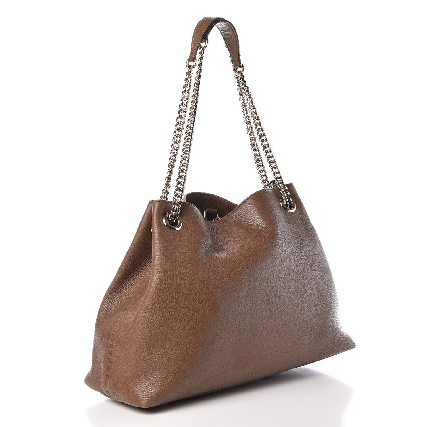 Pebbled Calfskin Medium Soho Chain Shoulder Bag Maple Brown