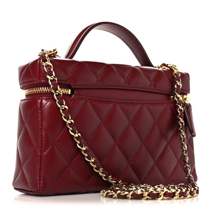 Chanel Lambskin Quilted Top Handle Slim Vanity With Chain Burgundy 3 of 10