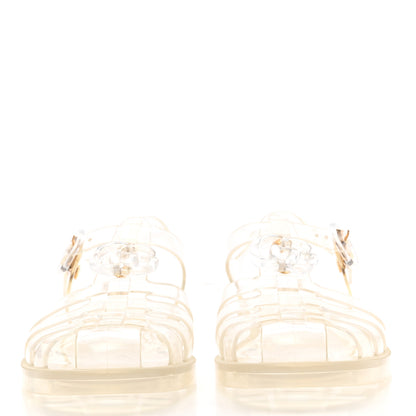 Gucci Shiny Rubber Double G Buckle Strap Sandals 38 Transparent 2 of 10