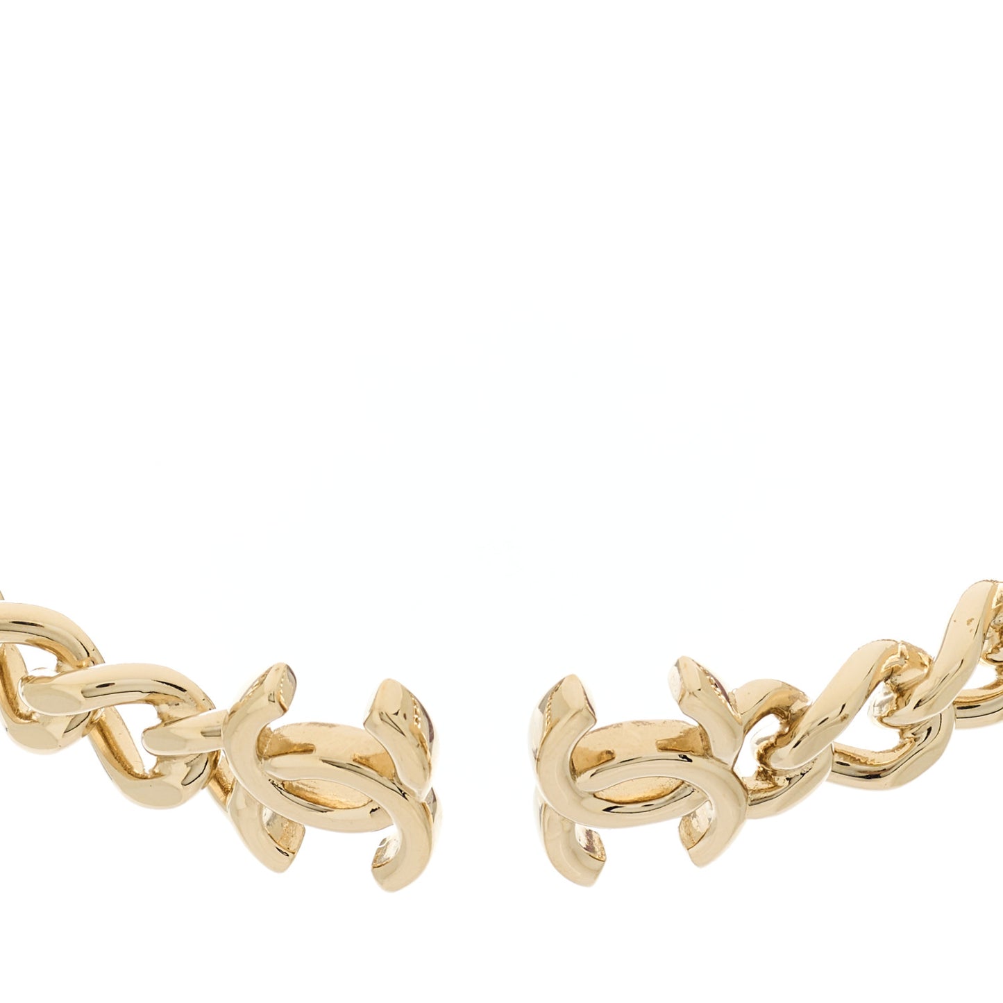 Metal CC Chain Link Choker Necklace L Gold