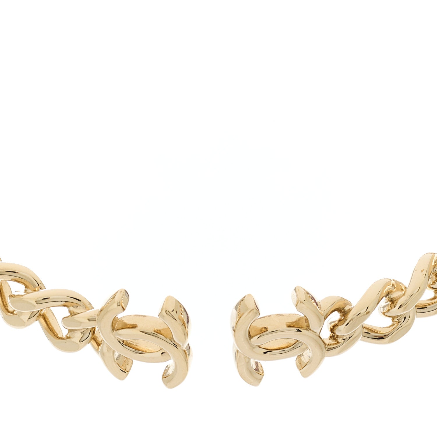 Chanel Metal CC Chain Link Choker Necklace L Gold 1 of 3