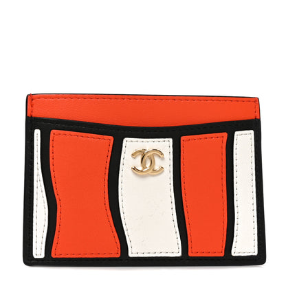 Chanel Calfskin Coco Beach Card Holder Orange White Black 1 of 8